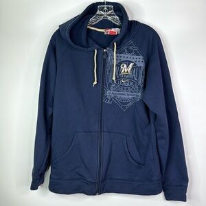 Nike Milwaukee Brewers Full Zip Hooded Sweatshirt Size Medium 8-10